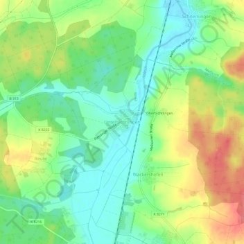 Mapa topográfico Unterbichtlingen, altitud, relieve