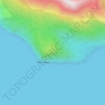 Mapa topográfico Cabo Froward, altitud, relieve