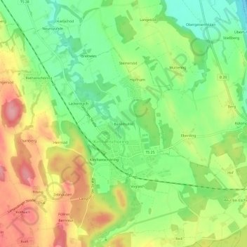 Mapa topográfico Bannmühle, altitud, relieve
