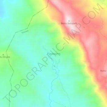 Mapa topográfico Pariwang, altitud, relieve