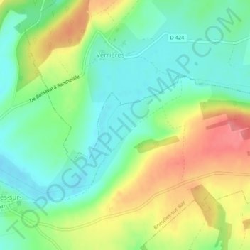 Mapa topográfico Crecy, altitud, relieve