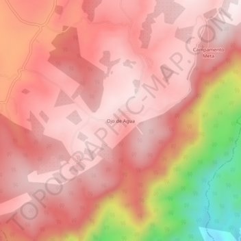Mapa topográfico Ojo de Agua, altitud, relieve