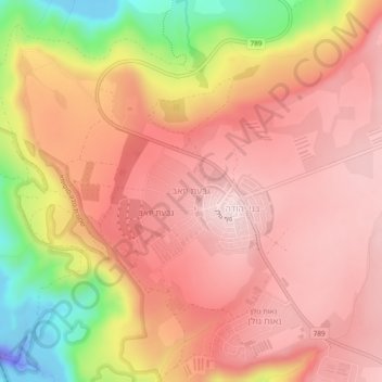 Mapa topográfico Givat Yoav, altitud, relieve