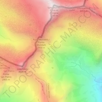 Mapa topográfico Alpi Occidentali, altitud, relieve