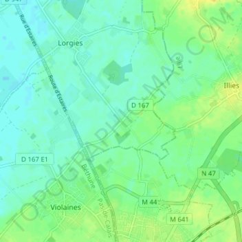 Mapa topográfico Le Bourg, altitud, relieve