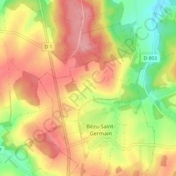 Mapa topográfico L'Hermitage, altitud, relieve