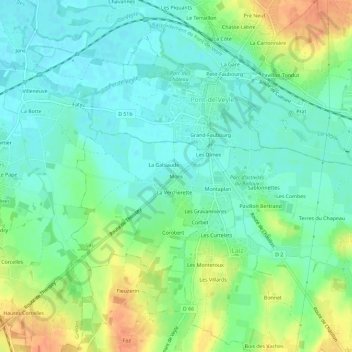 Mapa topográfico Mons, altitud, relieve