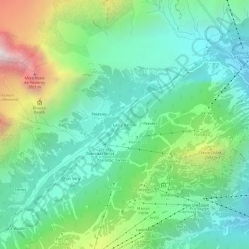 Mapa topográfico Lassy Damon, altitud, relieve