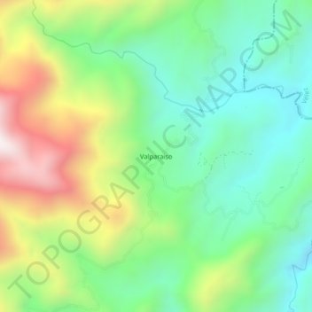 Mapa topográfico Valparaiso, altitud, relieve