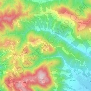 Mapa topográfico Stabbiano, altitud, relieve