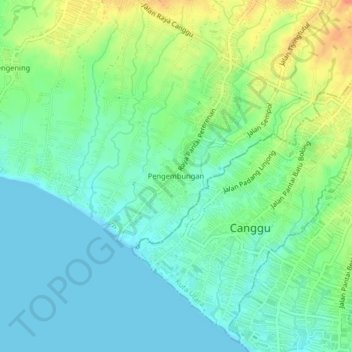 Mapa topográfico Pengembungan, altitud, relieve