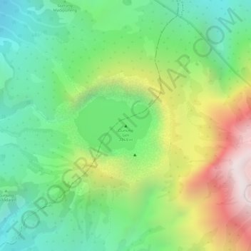 Mapa topográfico Ijen, altitud, relieve