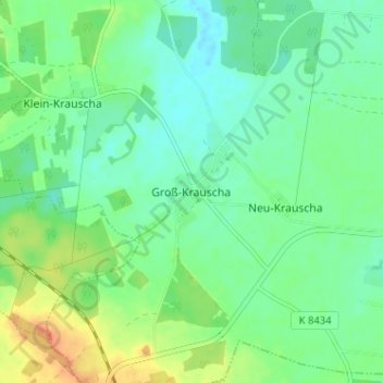 Mapa topográfico Groß-Krauscha, altitud, relieve