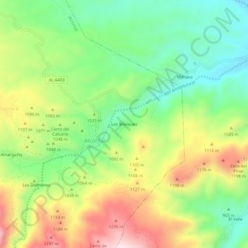 Mapa topográfico Los Blánquez, altitud, relieve