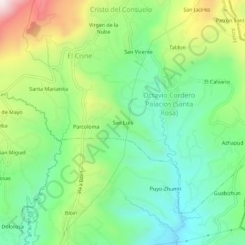 Mapa topográfico San Luis, altitud, relieve