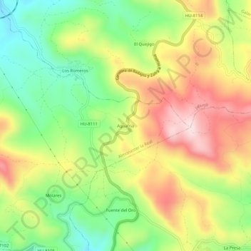 Mapa topográfico Aguafria, altitud, relieve