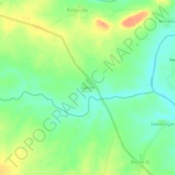 Mapa topográfico Daheli, altitud, relieve