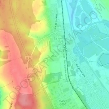 Mapa topográfico Au-dessus de Cobey, altitud, relieve
