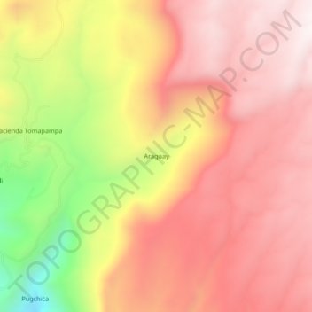 Mapa topográfico Araguay, altitud, relieve