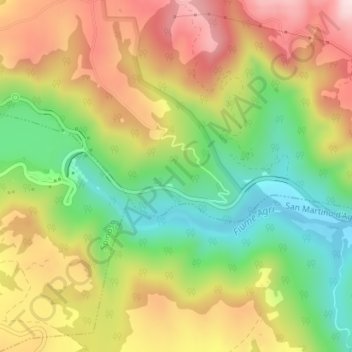 Mapa topográfico Pertusillo, altitud, relieve