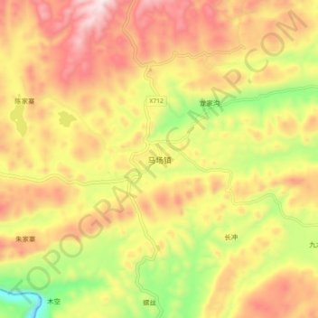 Mapa topográfico 马场镇, altitud, relieve