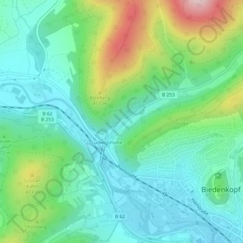 Mapa topográfico Am Kleeberg, altitud, relieve