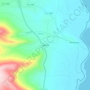 Mapa topográfico Calacoto, altitud, relieve