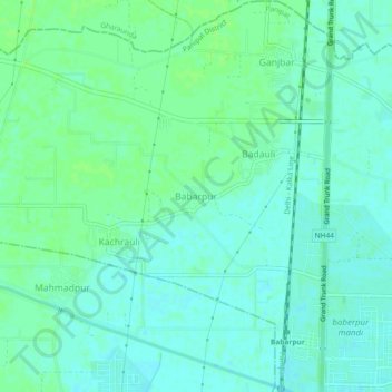 Mapa topográfico Babarpur, altitud, relieve