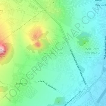 Mapa topográfico Santa Gertrudis, altitud, relieve