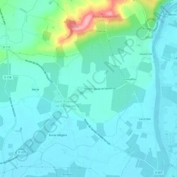 Mapa topográfico Pradel, altitud, relieve