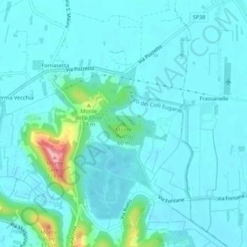 Mapa topográfico Monte Piatto, altitud, relieve