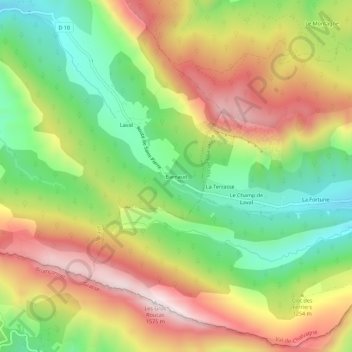 Mapa topográfico Barnaud, altitud, relieve