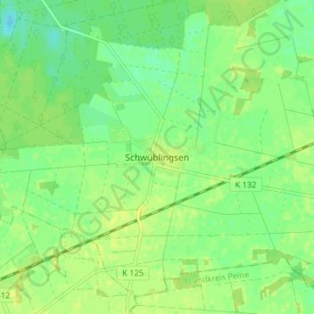 Mapa topográfico Schwüblingsen, altitud, relieve