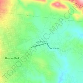 Mapa topográfico San Miguel, altitud, relieve
