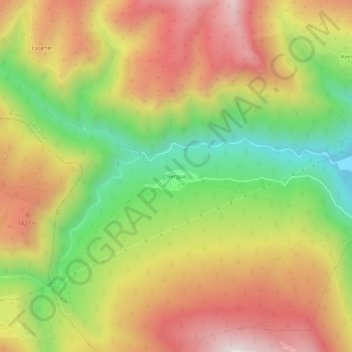 Mapa topográfico Bergua, altitud, relieve