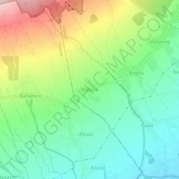 Mapa topográfico Mabinit, altitud, relieve