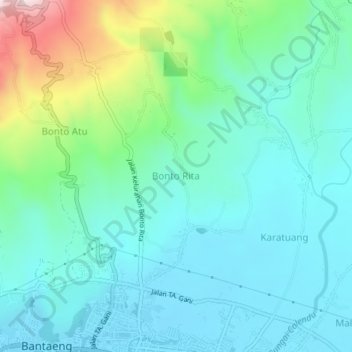 Mapa topográfico Bonto Rita, altitud, relieve