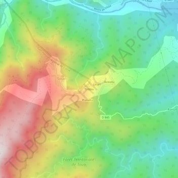 Mapa topográfico Tribbiu, altitud, relieve