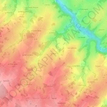 Mapa topográfico Le Peux, altitud, relieve