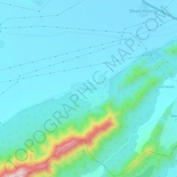 Mapa topográfico Makado, altitud, relieve