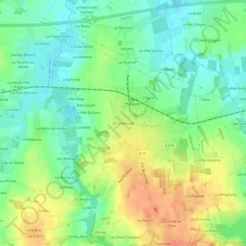Mapa topográfico Le Challonge, altitud, relieve