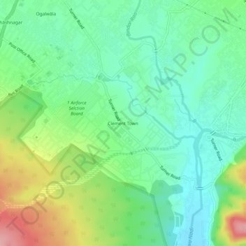 Mapa topográfico Clement Town, altitud, relieve