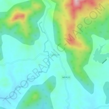 Mapa topográfico Gothos, altitud, relieve