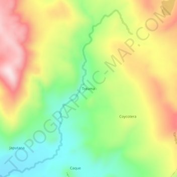 Mapa topográfico Totuma, altitud, relieve