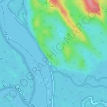 Mapa topográfico Slipping Sands, altitud, relieve