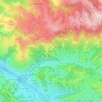 Mapa topográfico Mascles, altitud, relieve