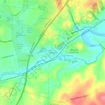 Mapa topográfico Grantham, altitud, relieve