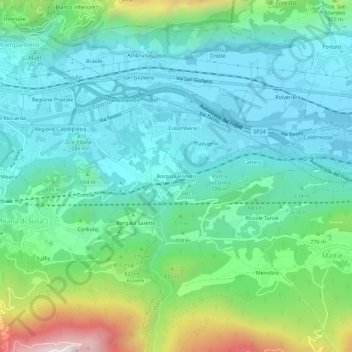 Mapa topográfico Borgata Rodetti, altitud, relieve
