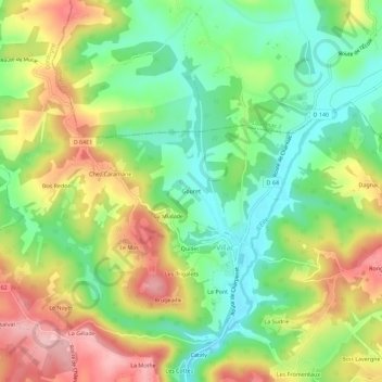 Mapa topográfico Gouret, altitud, relieve