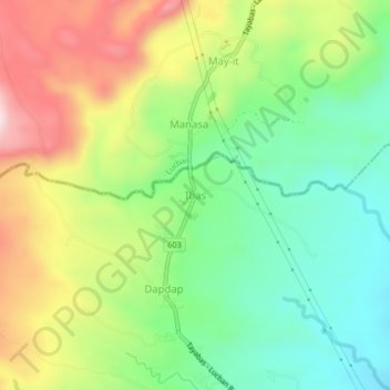 Mapa topográfico Ibas, altitud, relieve